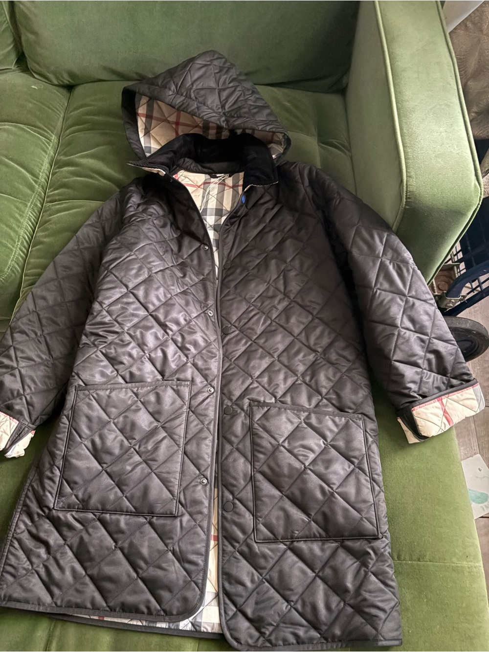 Burberry long jacket black size14